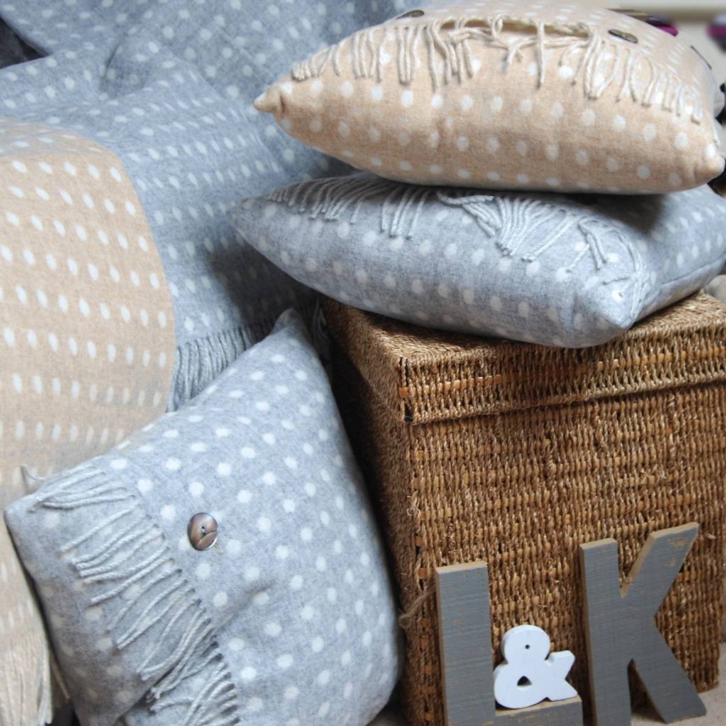 merino spot throws and cushions range by lily&kirkby
