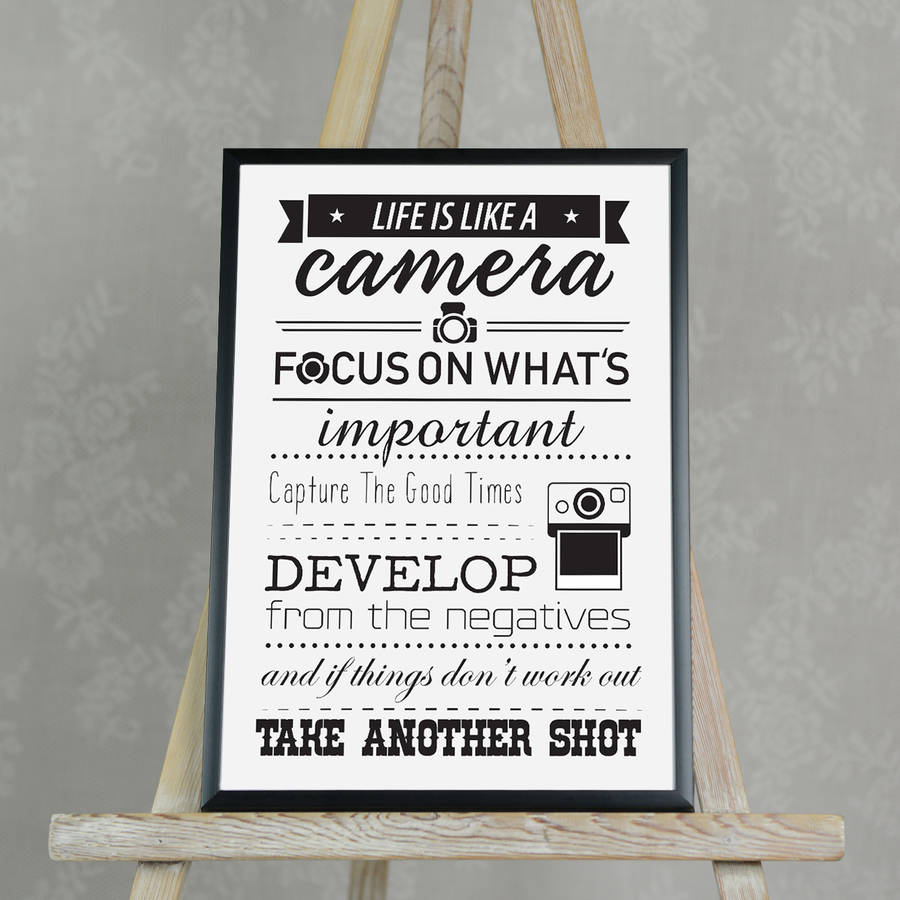  life Is Like A Camera Quote Poster By Home Glory 