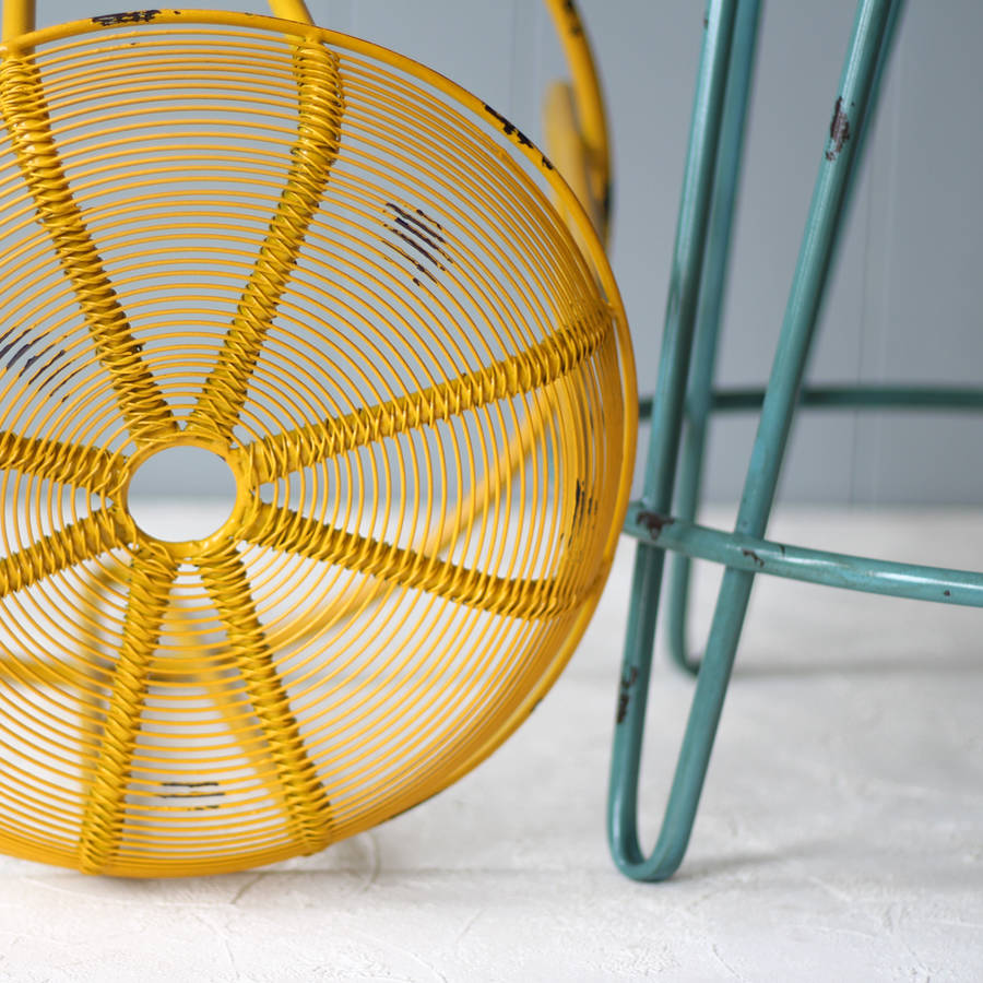 industrial metal ochre, blue, grey stools by dibor