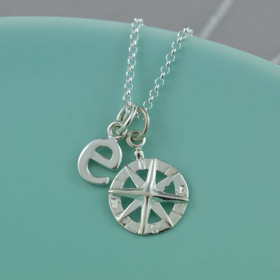 silver compass necklace by lily charmed