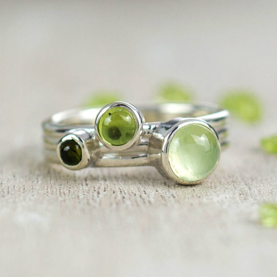 prehnite, peridot and tourmaline silver ring by alison moore designs