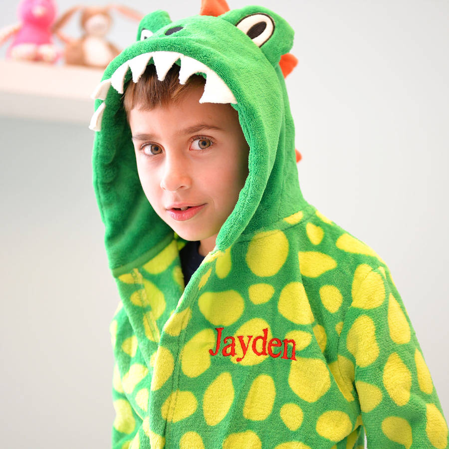 personalised dinosaur dressing gown age 10 to 11 years by a type of