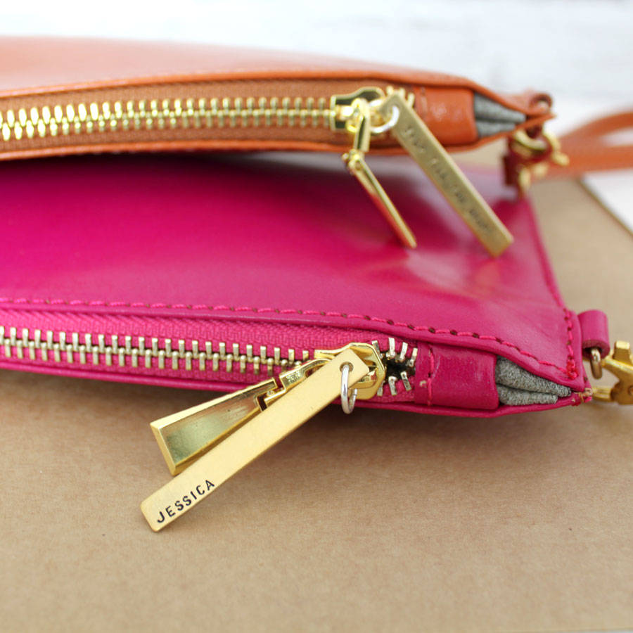 personalised leather clutch bag by posh totty designs creates