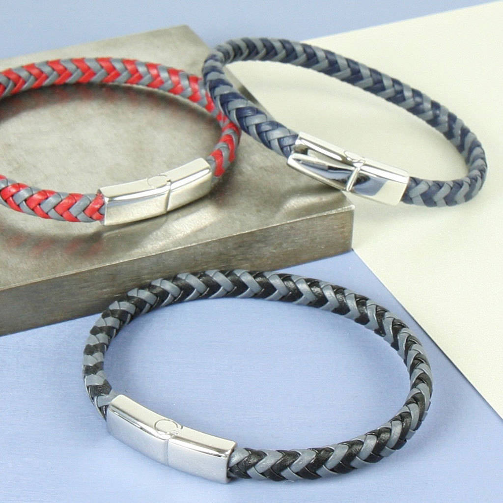 men's woven bracelet with stainless steel clasp by lisa angel