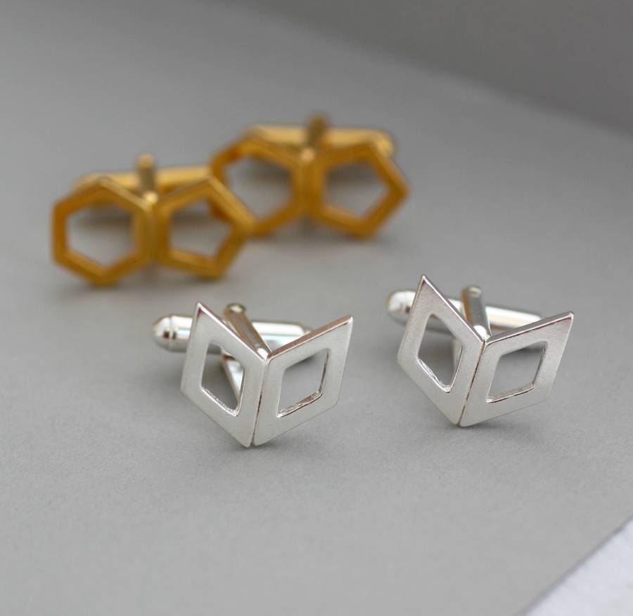 Personalised Geometric Cufflinks By Posh Totty Designs