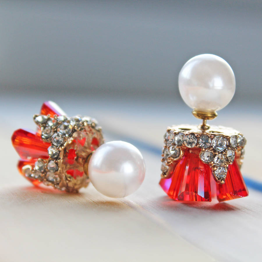 crystal inlayed reversible earrings by rabal