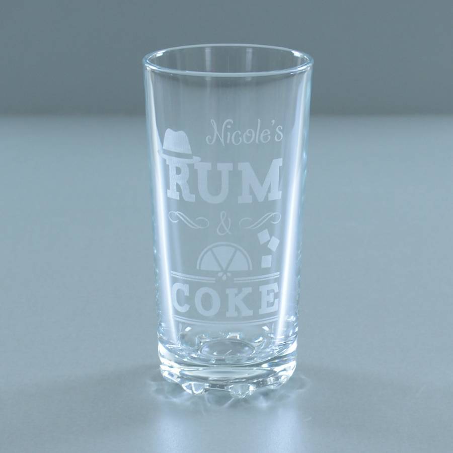 rum and coke personalised highball glass by chalk & cheese