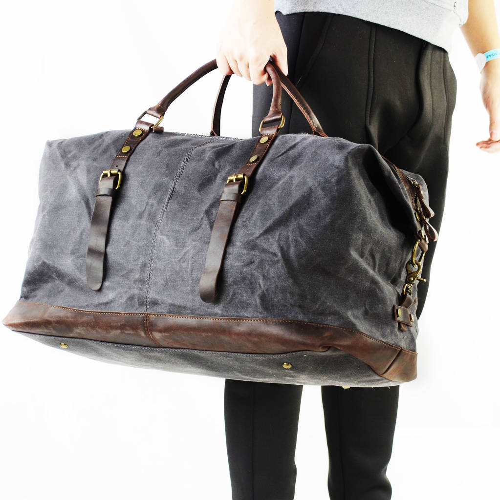 waxed holdall bag