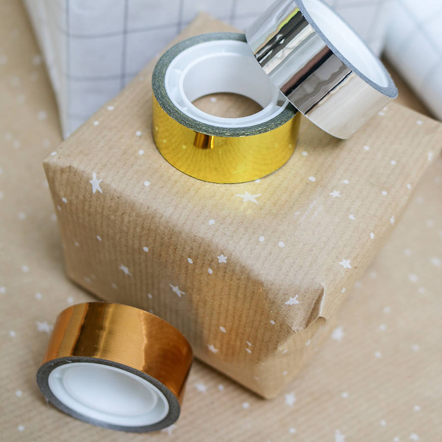 set of three metallic gift tape by the little house shop
