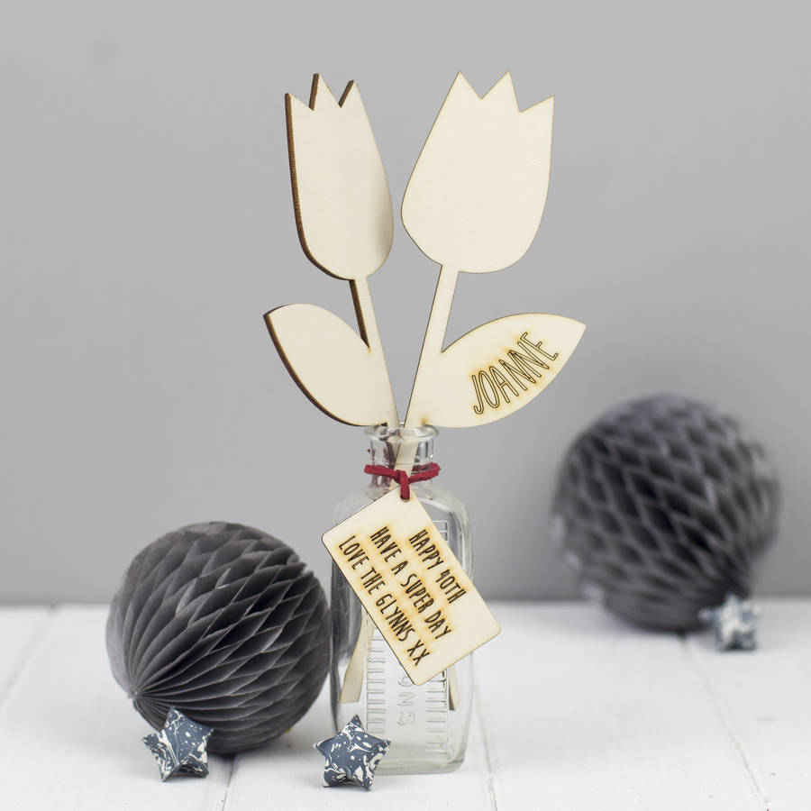 wooden flower 40th birthday gift by we are scamp