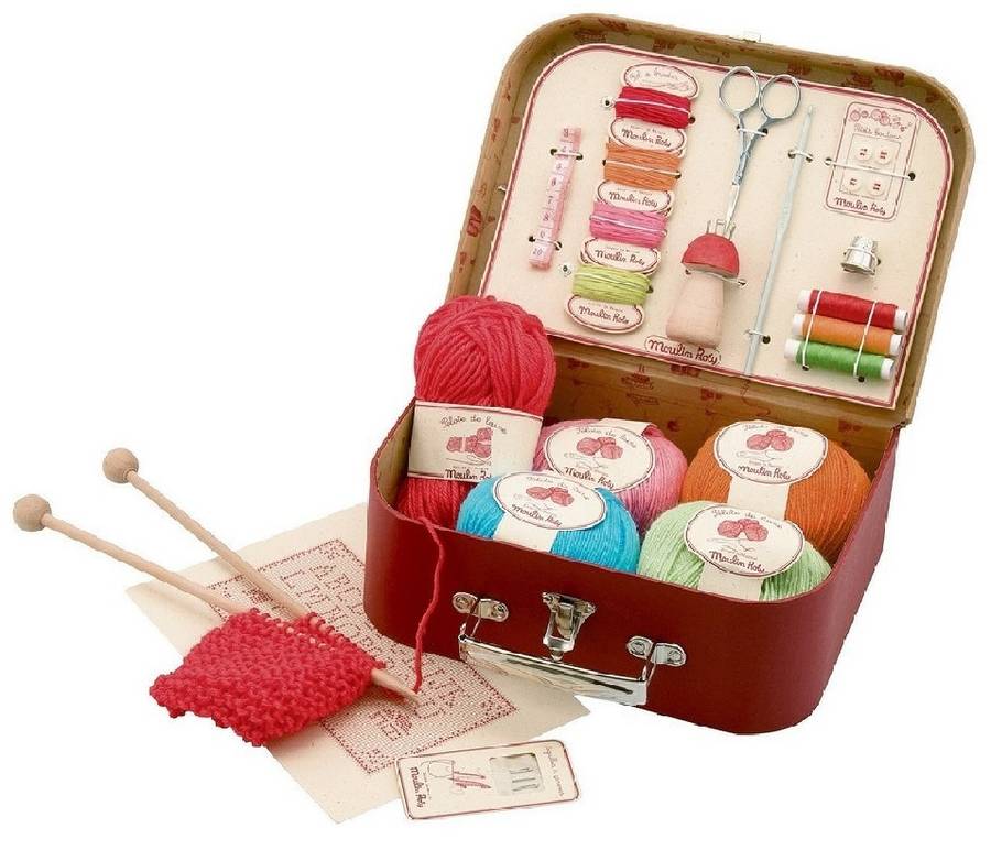 knitting and sewing kit with vintage style case by crafts4kids