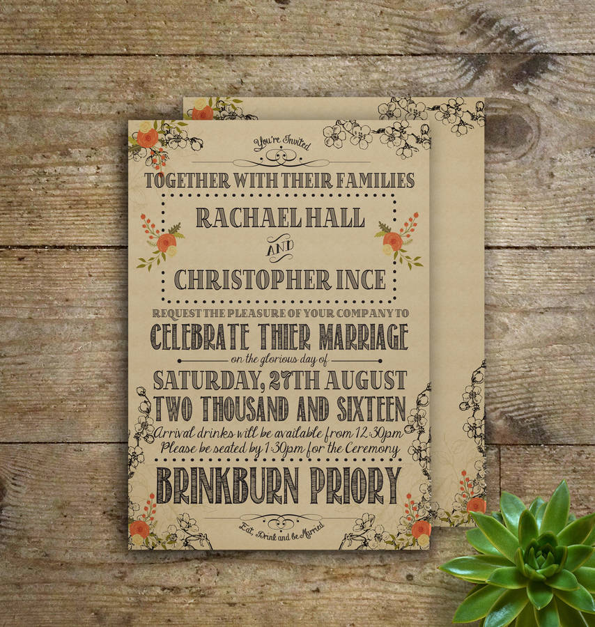 Modern Vintage Wedding Invitation By Gray Starling Designs As Low 1 08 Per Card On Zazzle Com Choose Quany And See Your