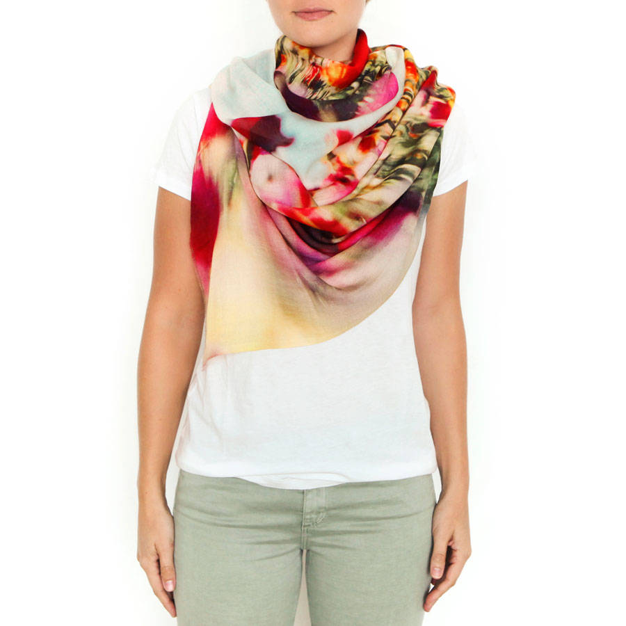 womens printed cashmere silk scarf, tulips by lincoln + lenox | notonthehighstreet.com