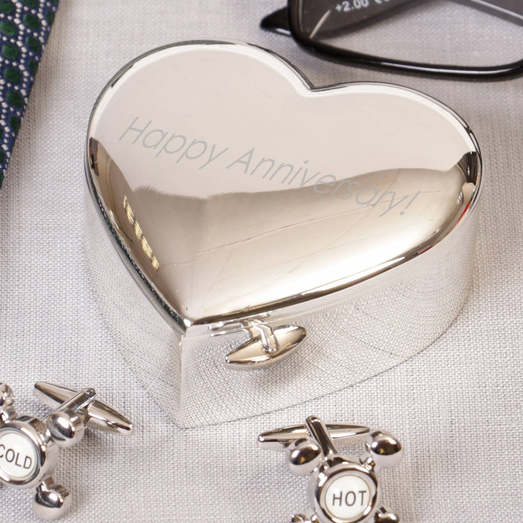 personalised silver plated heart keepsake box by dibor