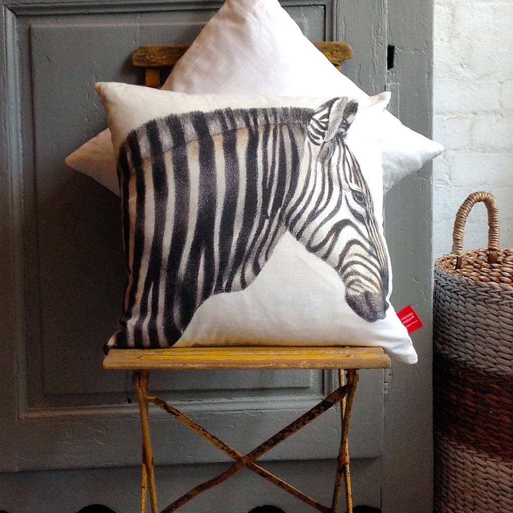 majestic zebra cushion by michelle mason
