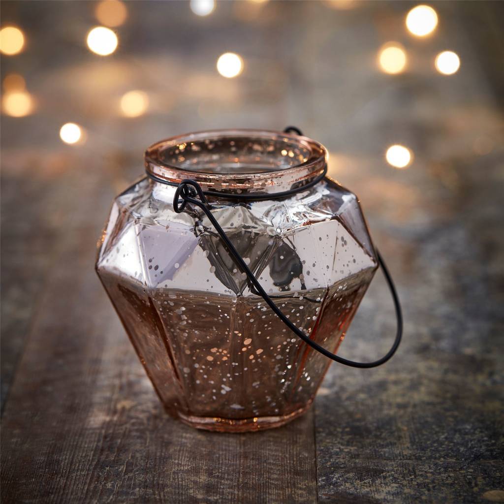 rose gold geometric tea light holder by the contemporary home
