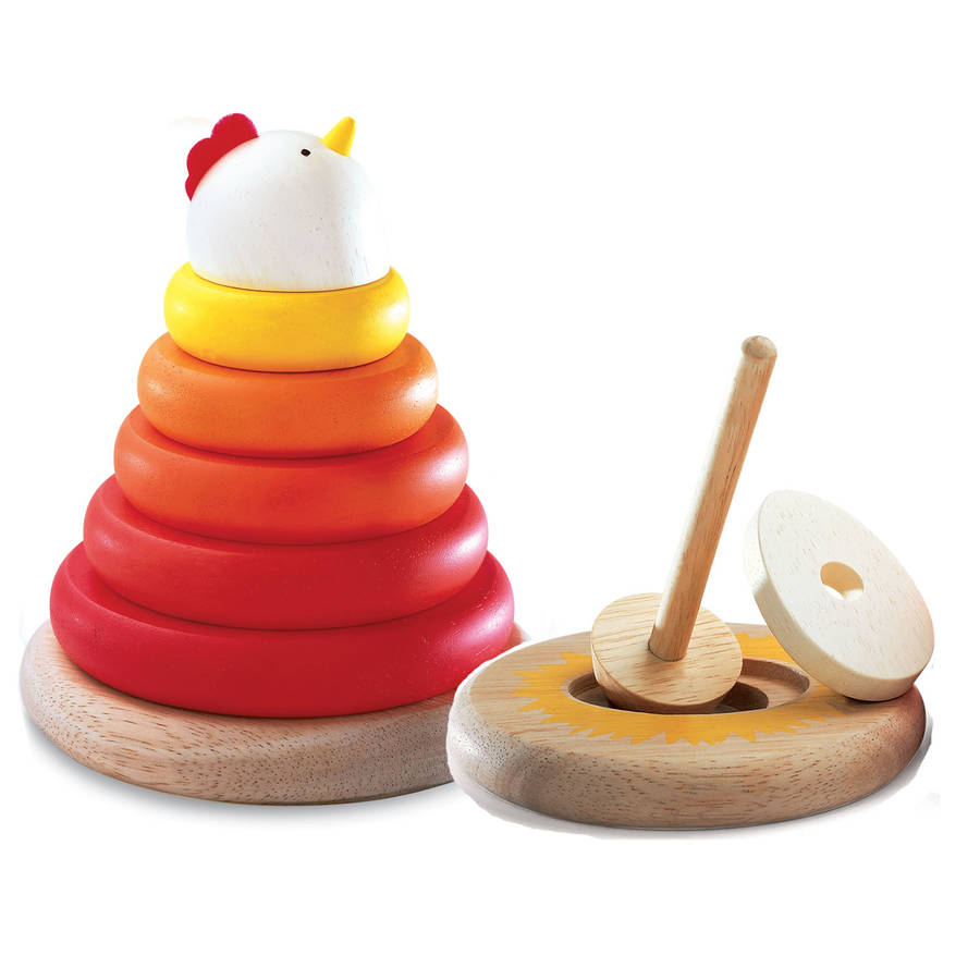 wooden chick stacking toy by little baby company