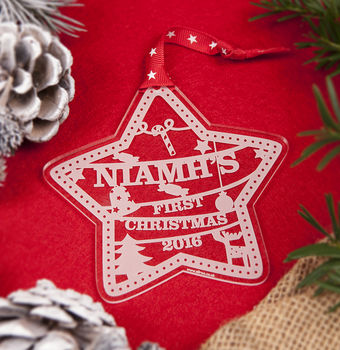 personalised baby s first christmas decoration by aliroo personalised baby s first christmas decoration by aliroo