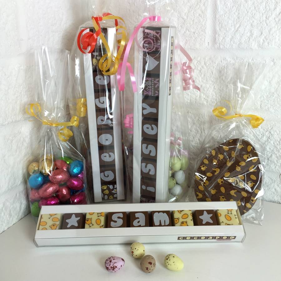 personalised easter chocolate gift bag by chocolate by cocoapod