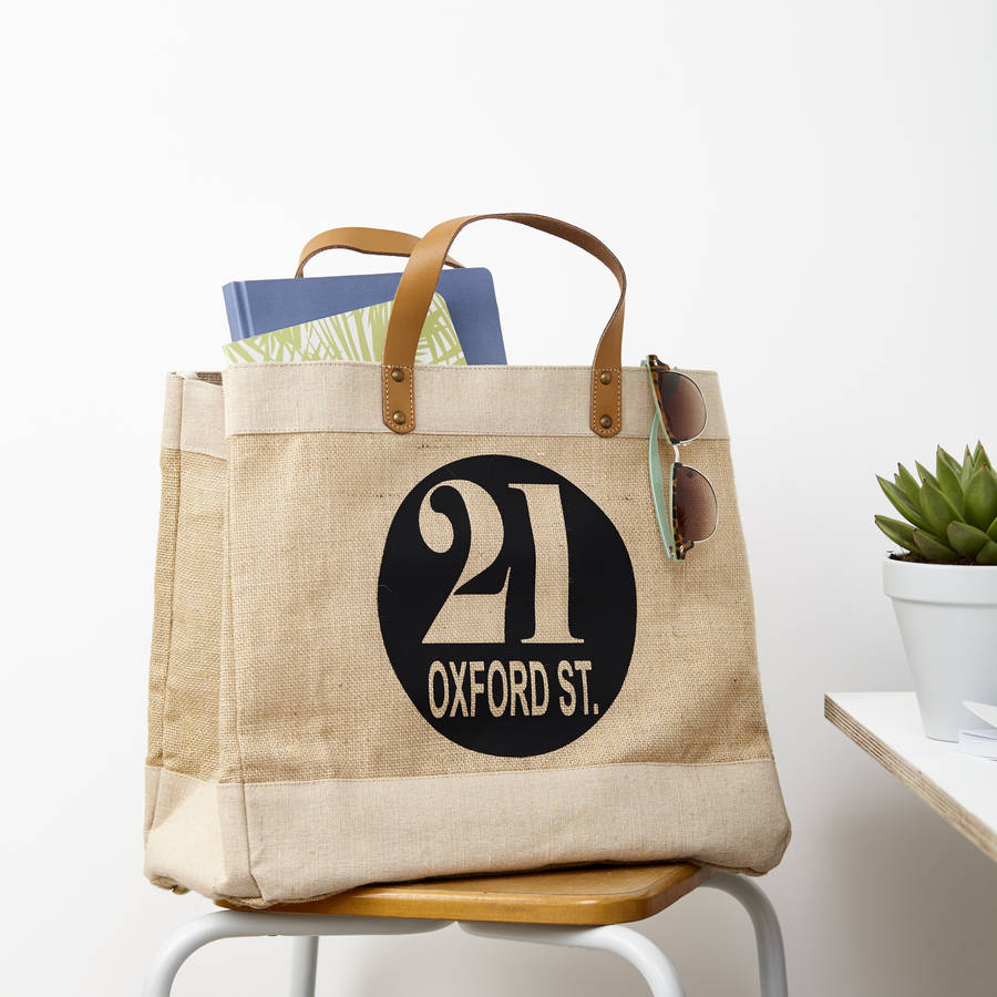 personalised street name jute storage bag by tillyanna
