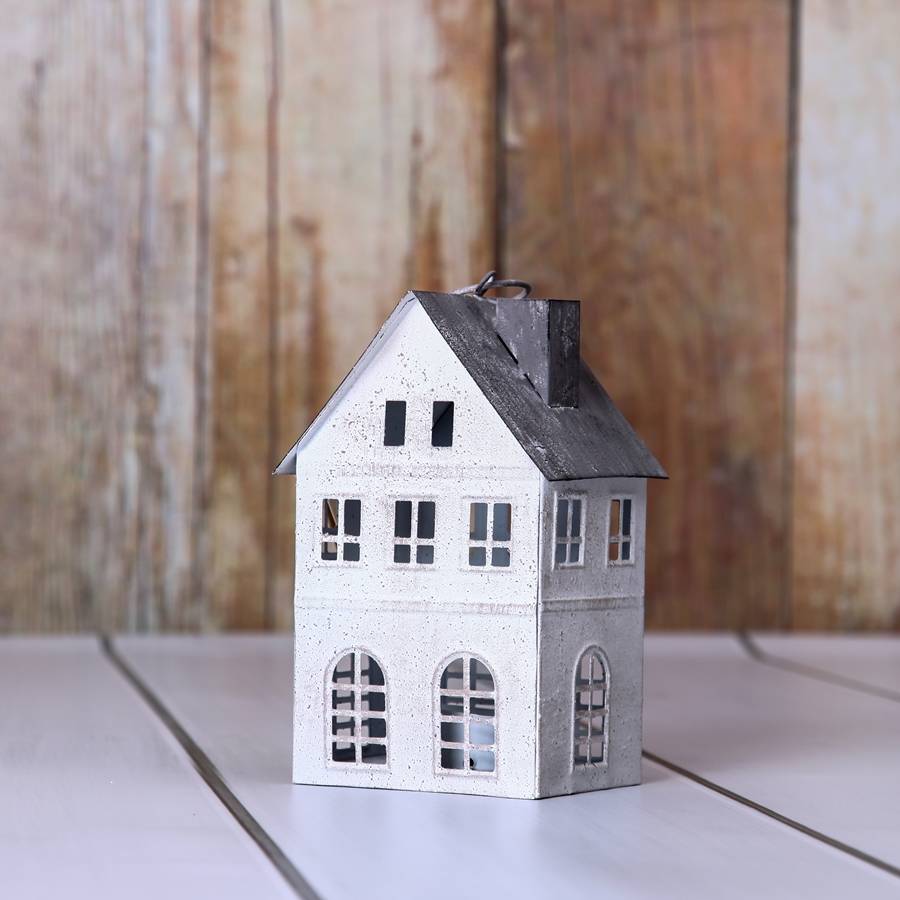 metal painted tealight house by little red heart