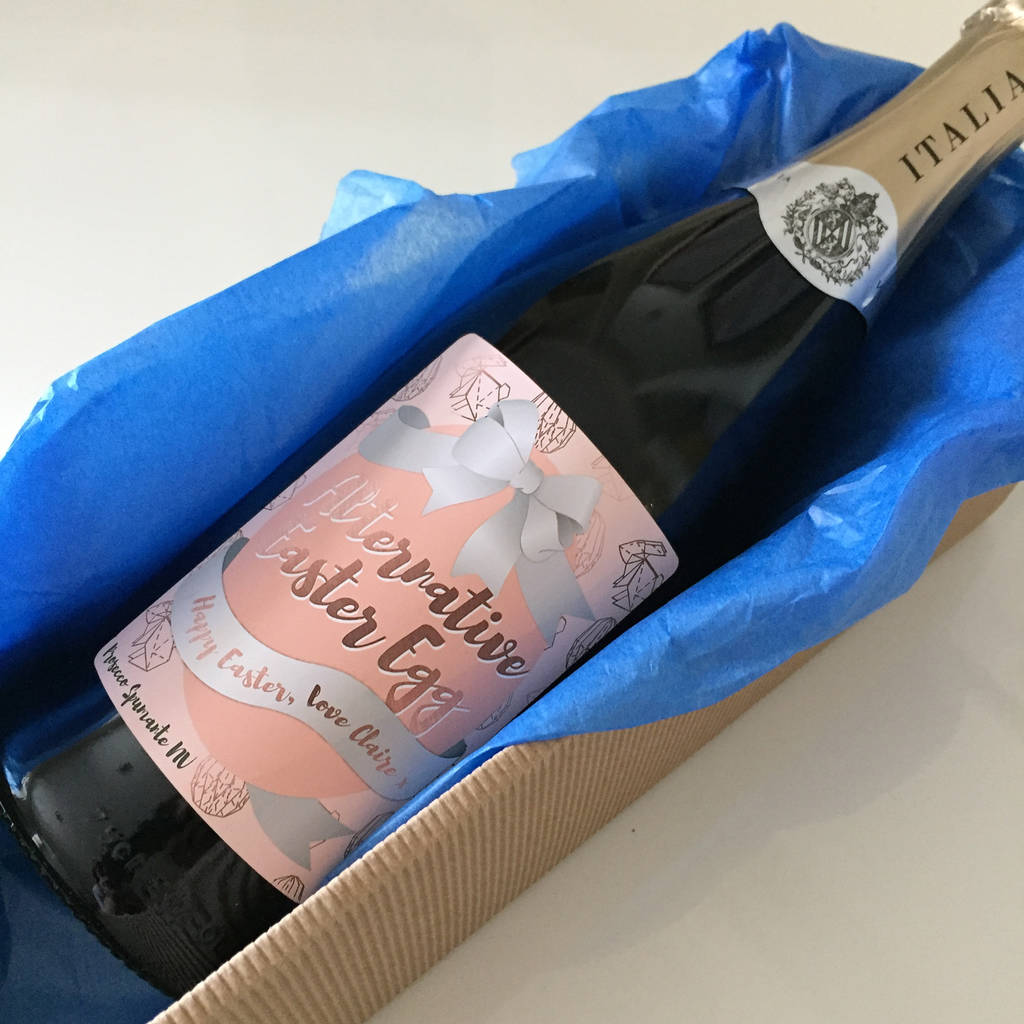'alternative easter egg' personalised prosecco by bottle bazaar