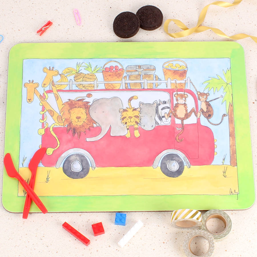 safari bus placemat by milly green