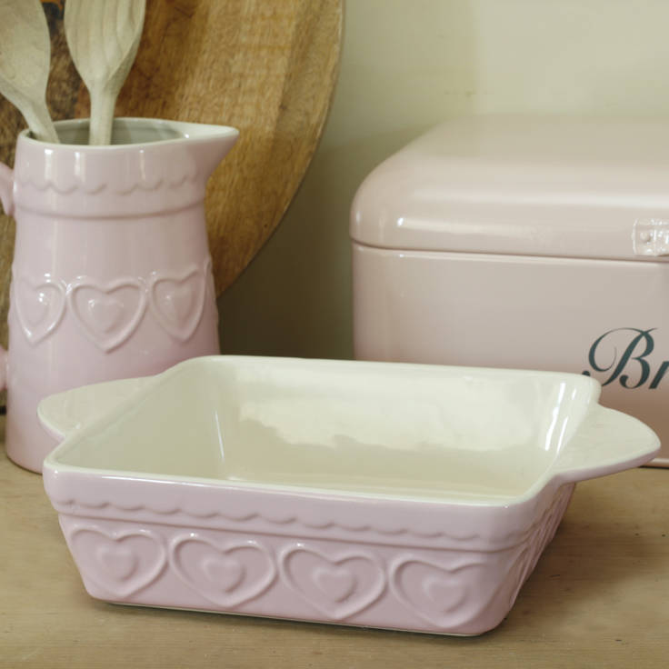 pink hearts square oven dish by ella james