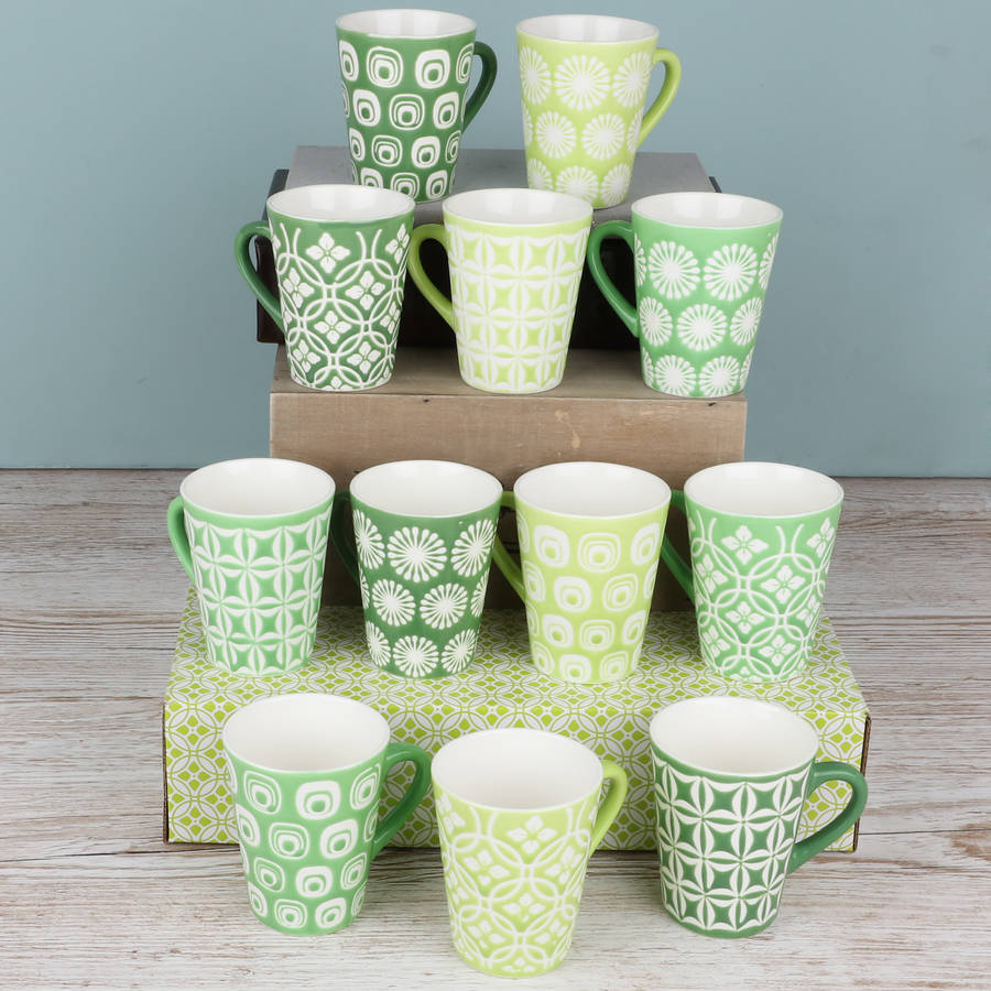 set of 12 spring green espresso cups by dibor