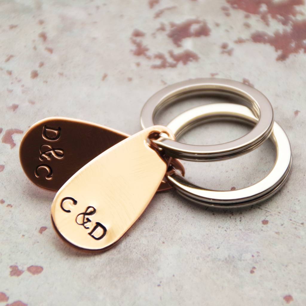 personalised copper keyring set by the english shipmate