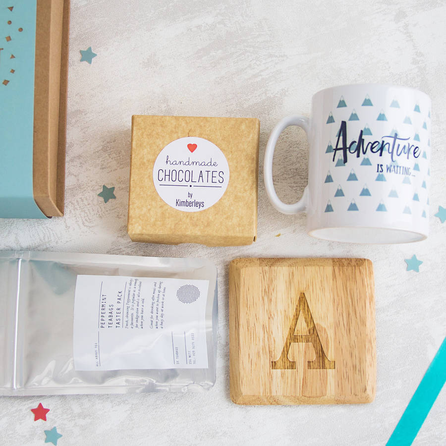 adventure mug and coaster gift box by fora creative
