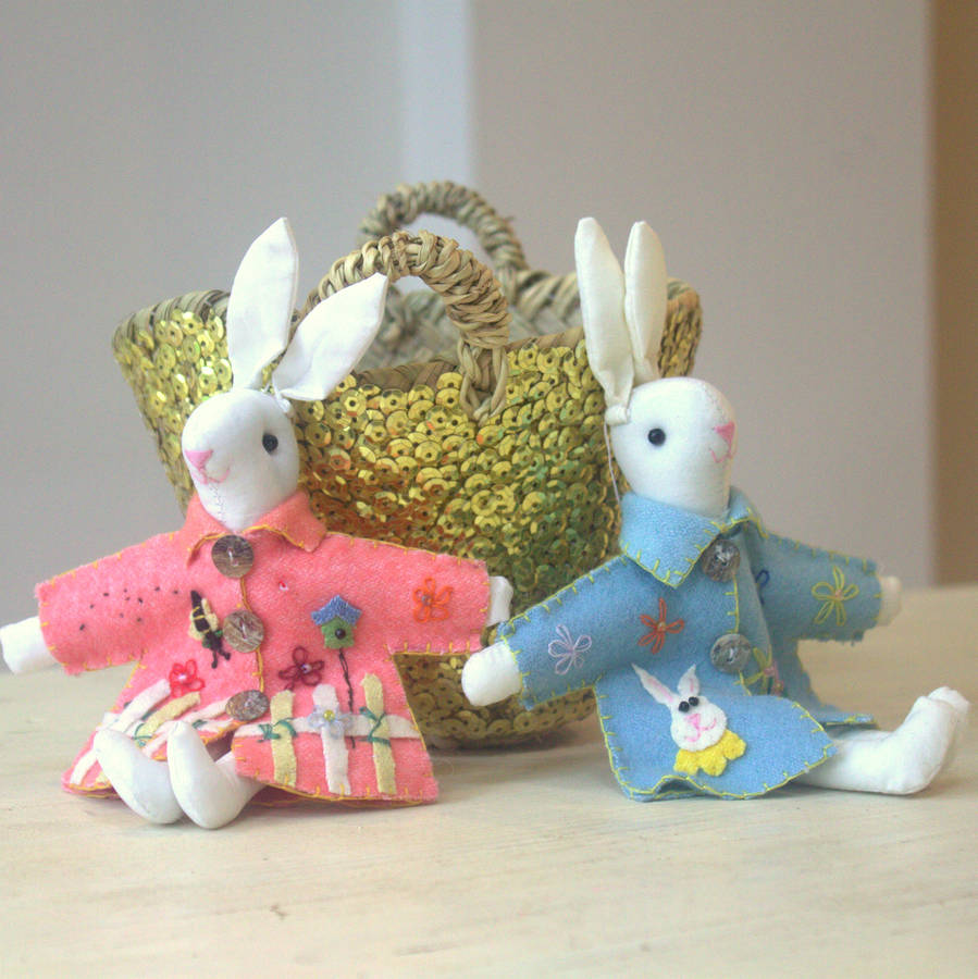 Hand embroidered easter hanging rabbit by little ella james Hand embroidered easter hanging rabbit by little ella james