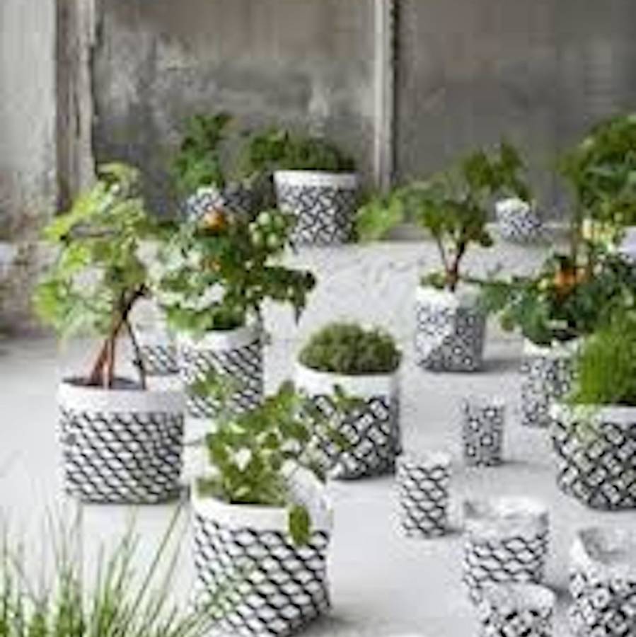 monochrome recycled pot plant cover set of two by london garden trading