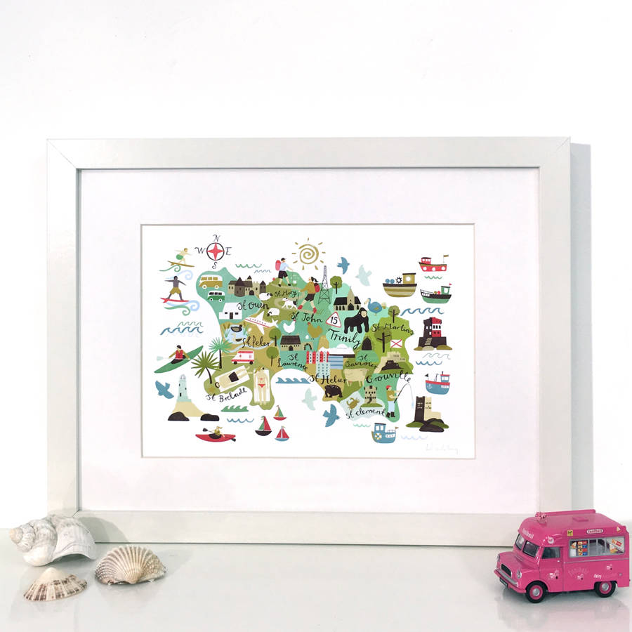 Jersey Map, Illustrated Giclée Wall Art Print By Lauren Radley ...