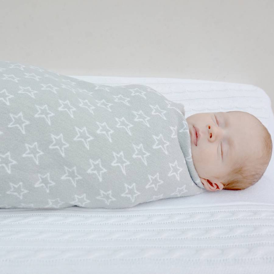cotton baby swaddle blanket stars by poplico