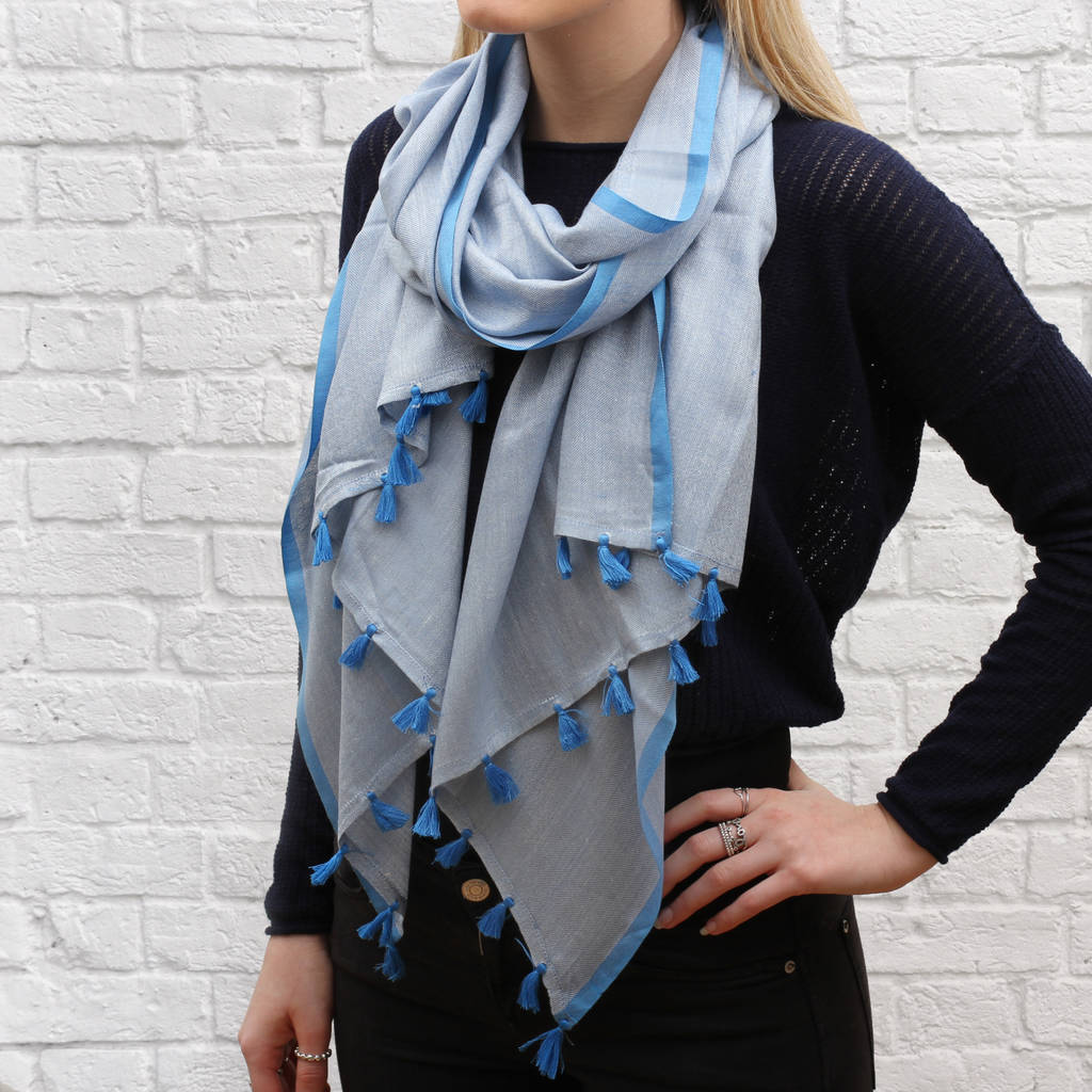 personalised contrast tassel scarf by hurleyburley | notonthehighstreet.com