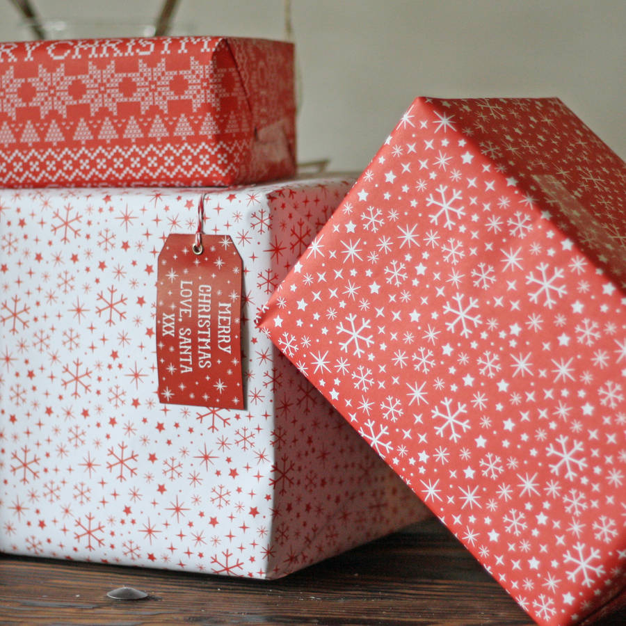 christmas wrapping paper – merry christmas snowflakes by the wedding of