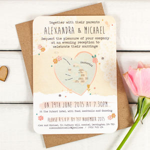 Heart Shaped Evening Stationery Wedding 10 Personalised Gold Rings Wedding Invitations Day Evening N54