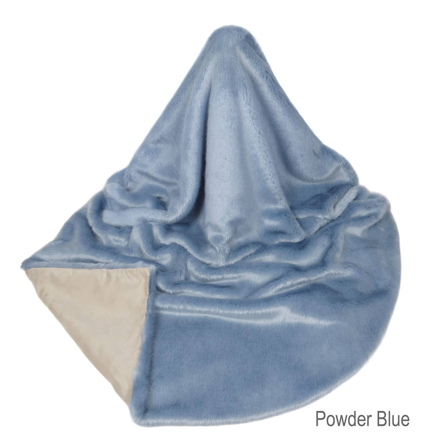 powder blue faux fur throw by helen moore