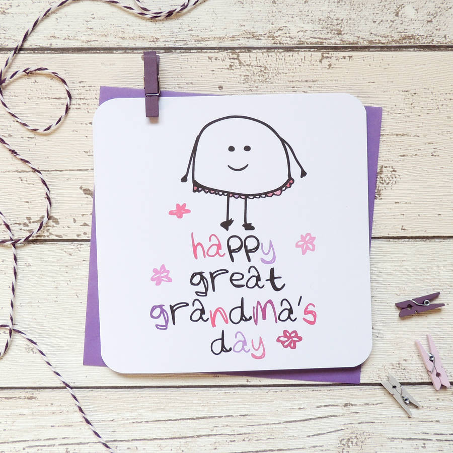 happy great grandma, nan, gran mothers day card by parsy card co