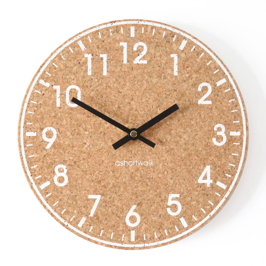 cork wall clock white, blue and black by ashortwalk