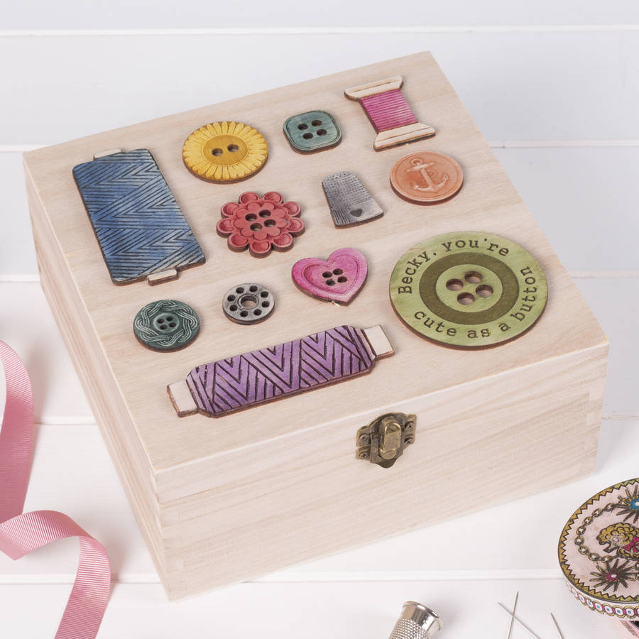 personalised sewing storage box birthday gift for her by bombus