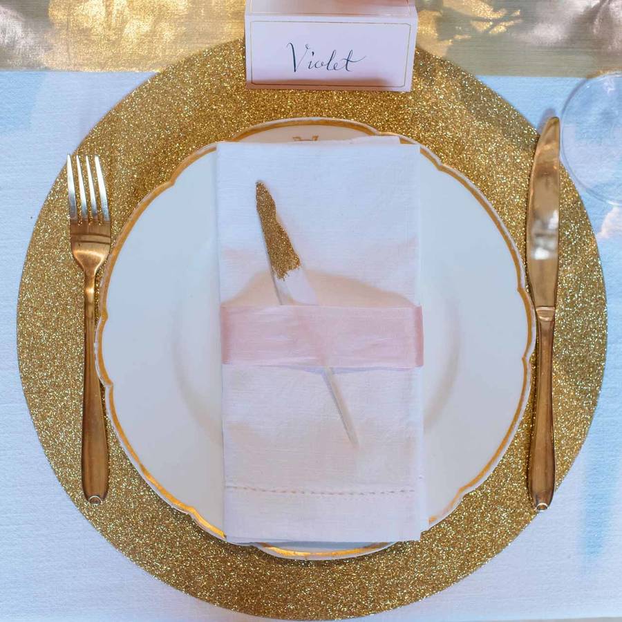 gold glitter place mat set of two by the wedding of my dreams