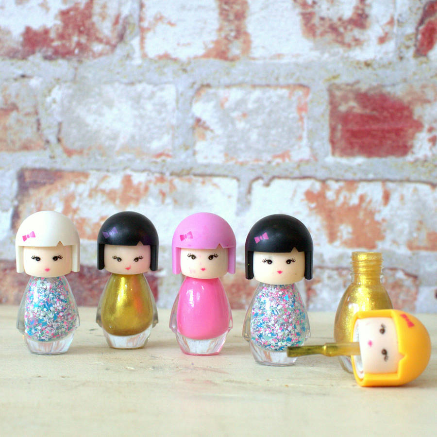 set of two cartoon doll nail polishes by little ella james