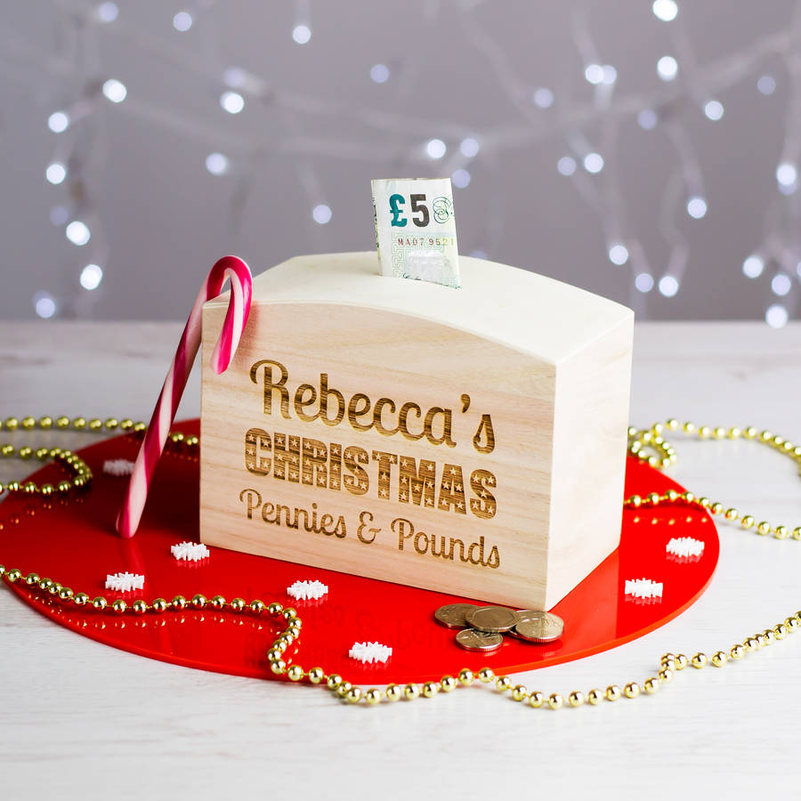 personalised christmas money box by mirrorin
