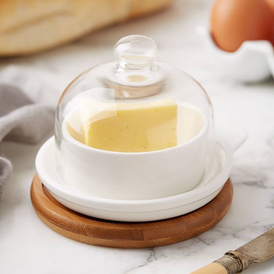 glass butter dish by the contemporary home