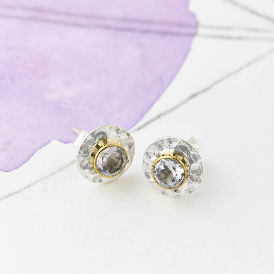 gemstone disc stud earrings by charlotte's web jewellery