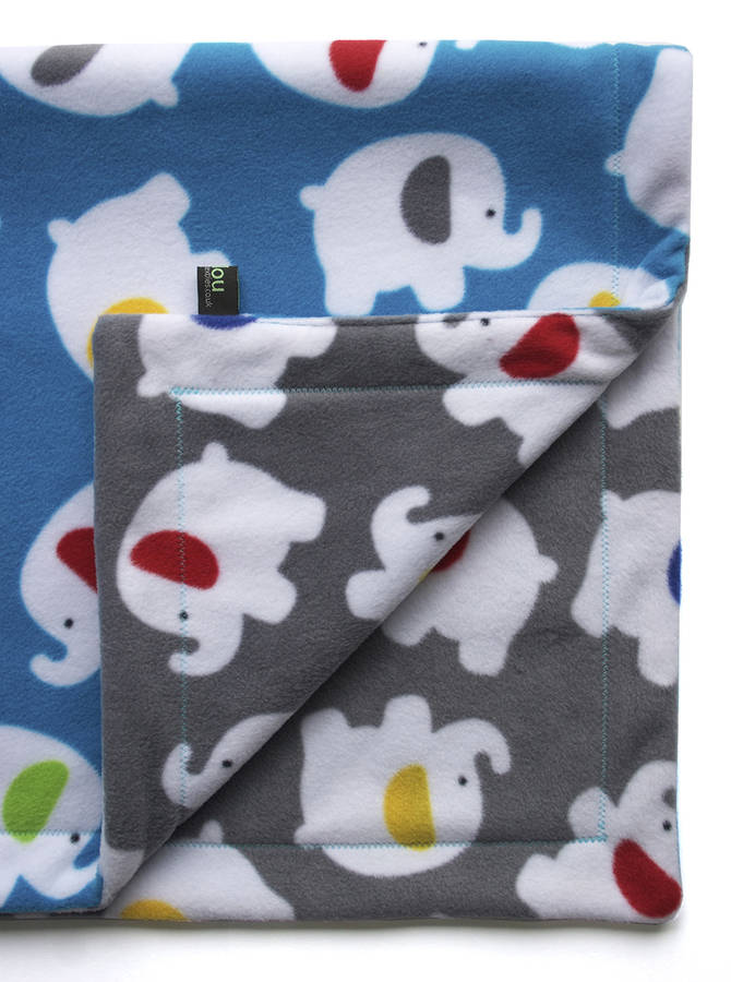 fleece blue elephant baby blanket by suzielou textiles