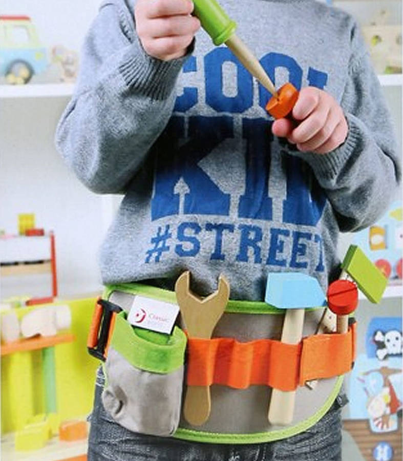 wooden toy tool belt set w carry case by little baby company
