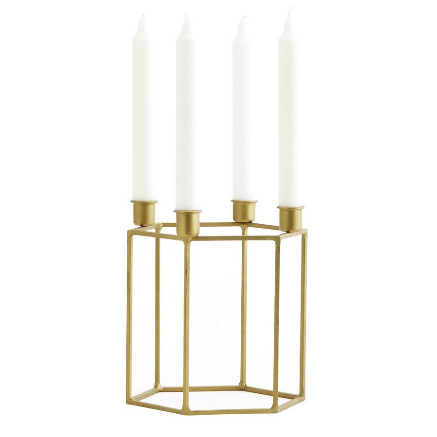 hexagon shaped antique brass candle holder by posh totty designs